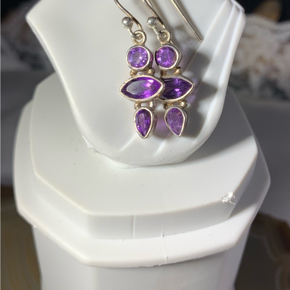 Vintage Sterling Silver Amethyst Earrings